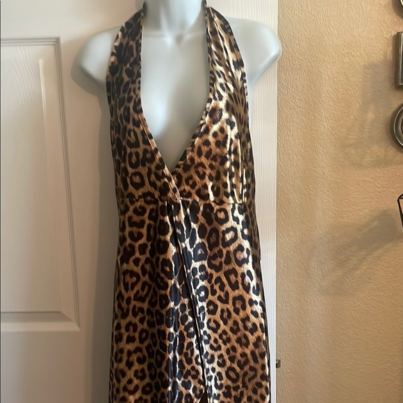 Leopard Print Halter Dress - Picture 1 of 6